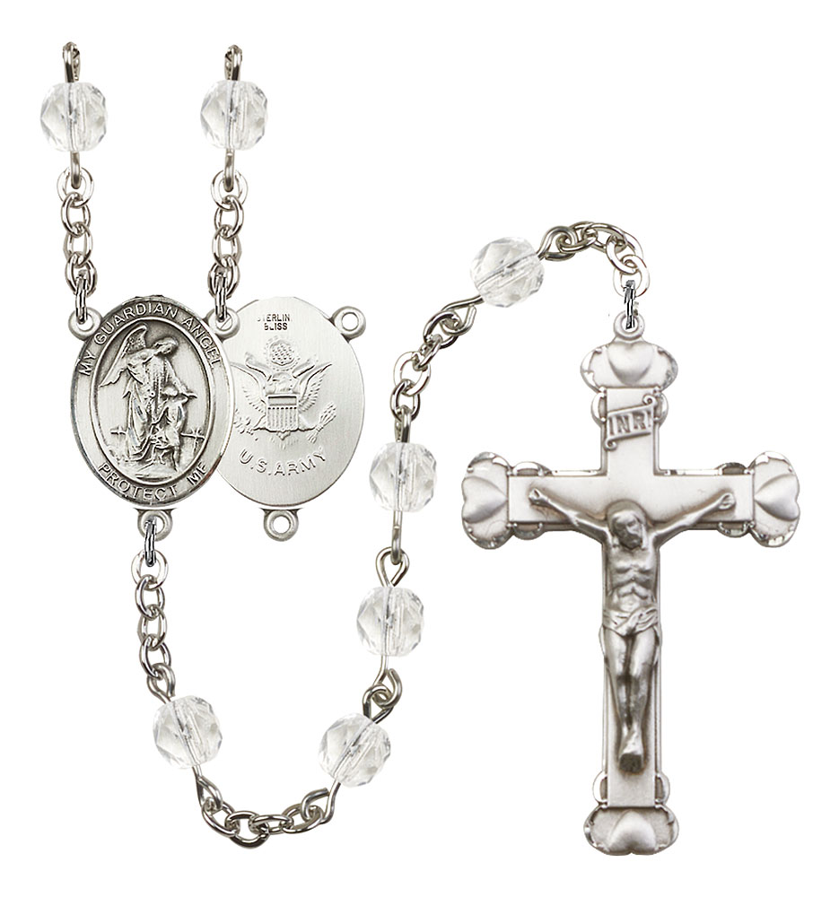 Guardian Angel and Army Rosary with Crystal Beads