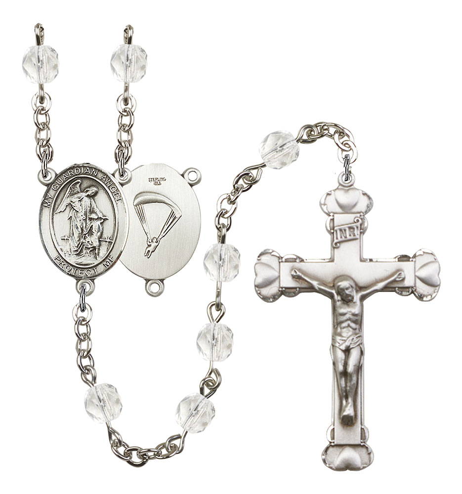 Guardian Angel and Paratrooper Rosary with Crystal Beads