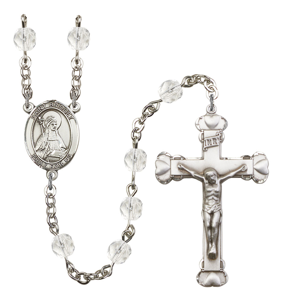 Saint Bridget of Sweden Engravable Rosary with Crystal Beads