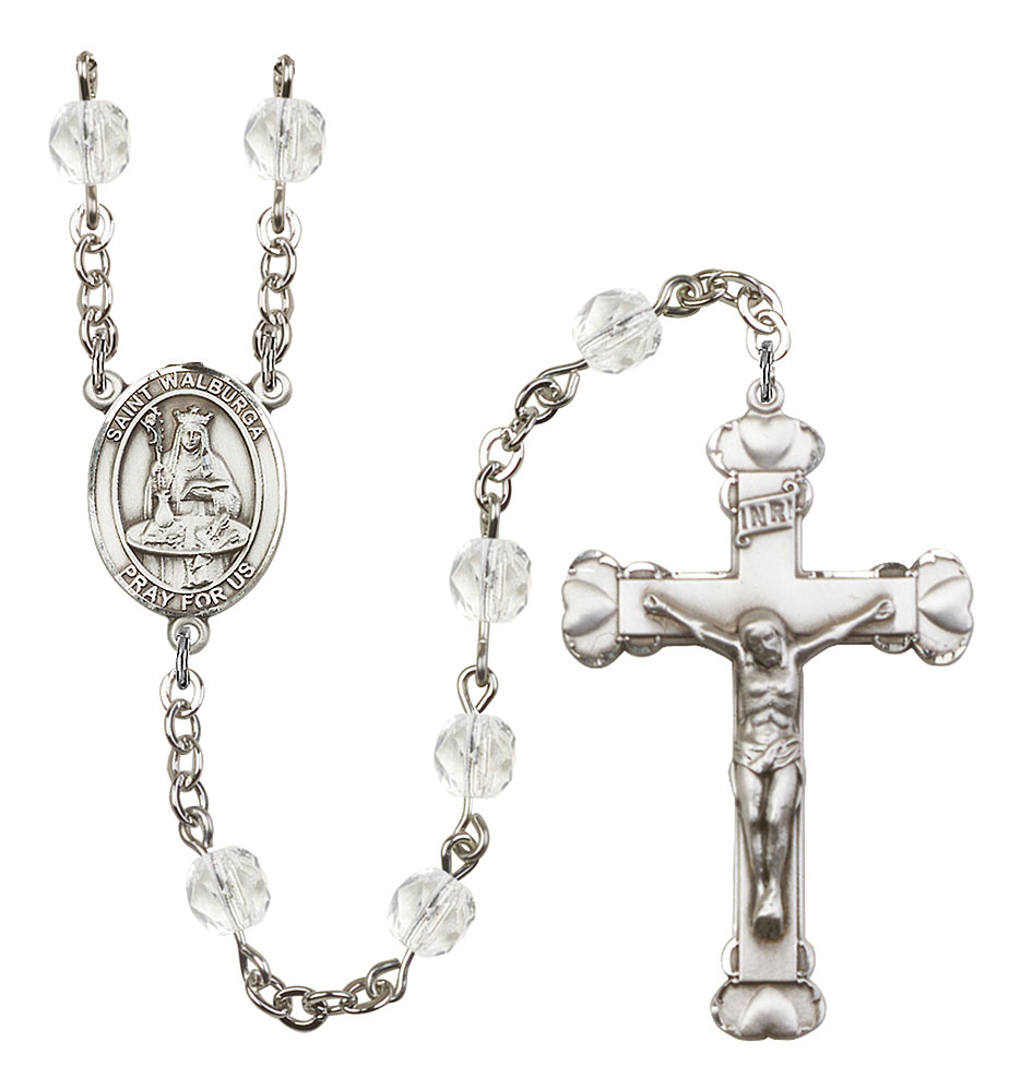 Saint Walburga Engravable Rosary with Crystal Beads