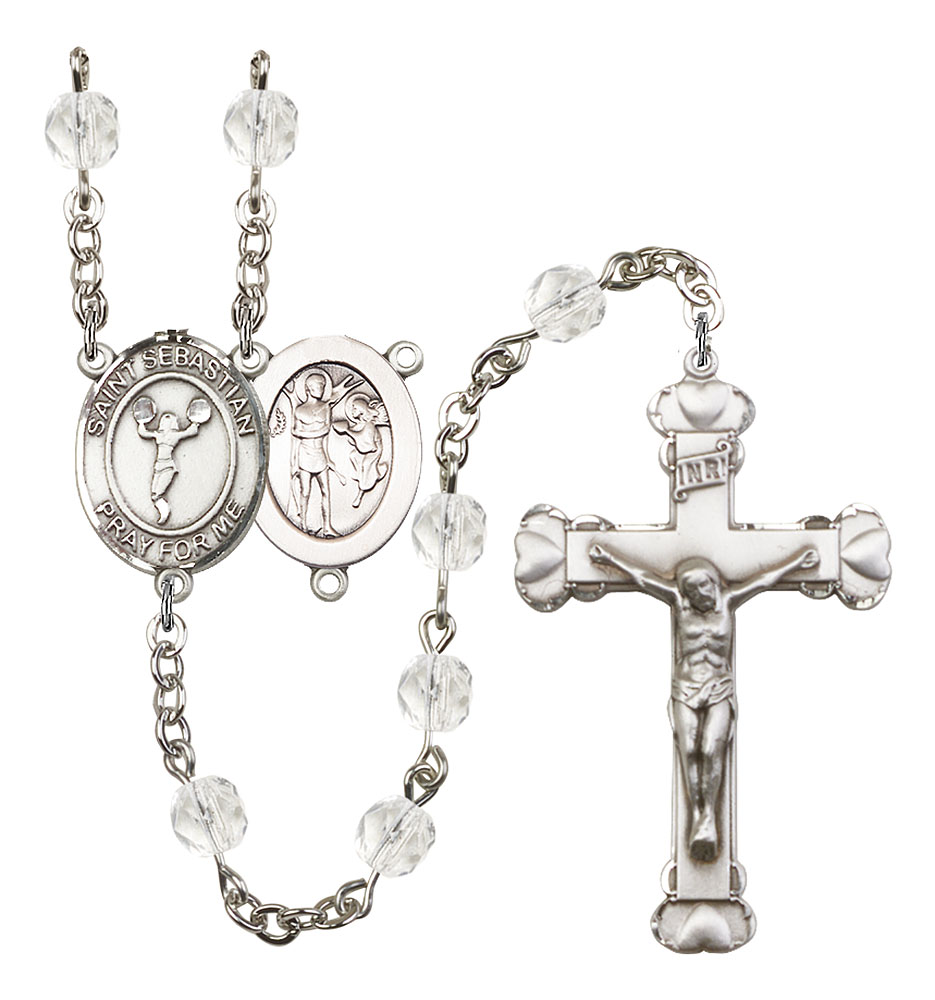 Saint Sebastian and Cheerleading Rosary with Crystal Beads