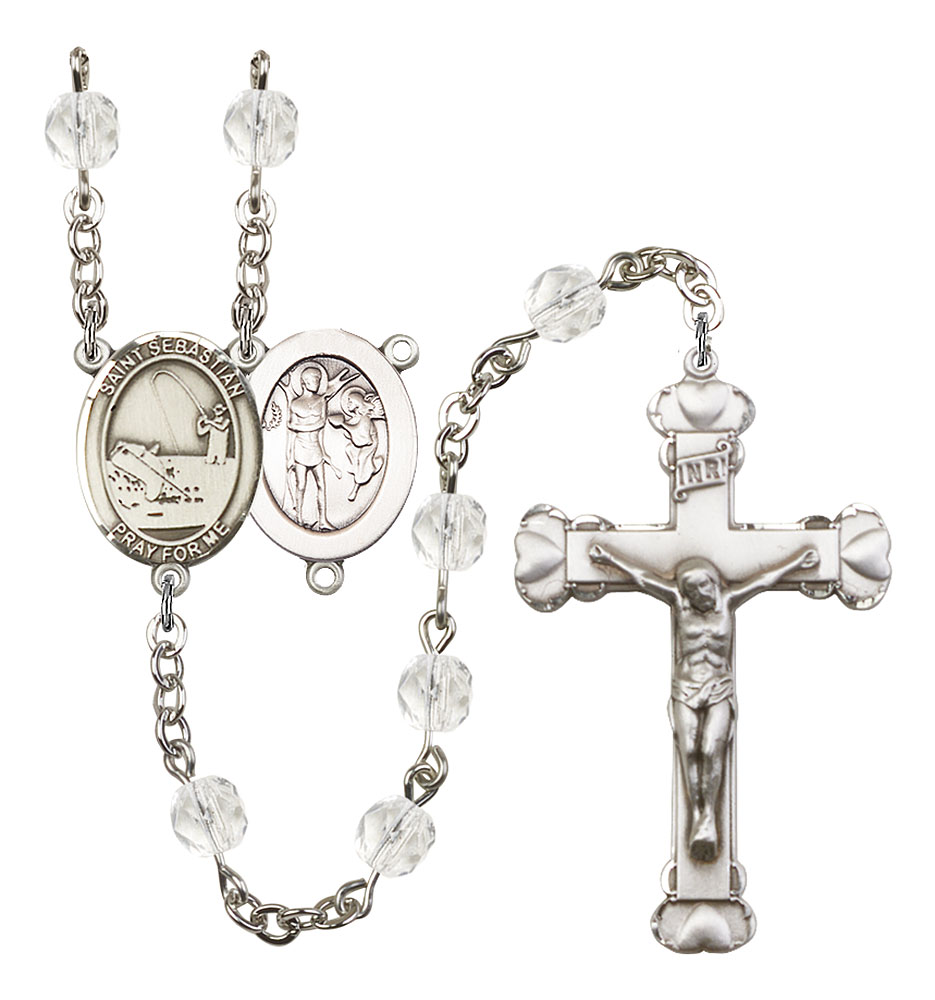 Saint Sebastian and Fishing Rosary with Crystal Beads