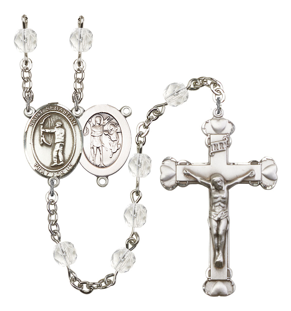 Saint Sebastian and Archery Rosary with Crystal Beads