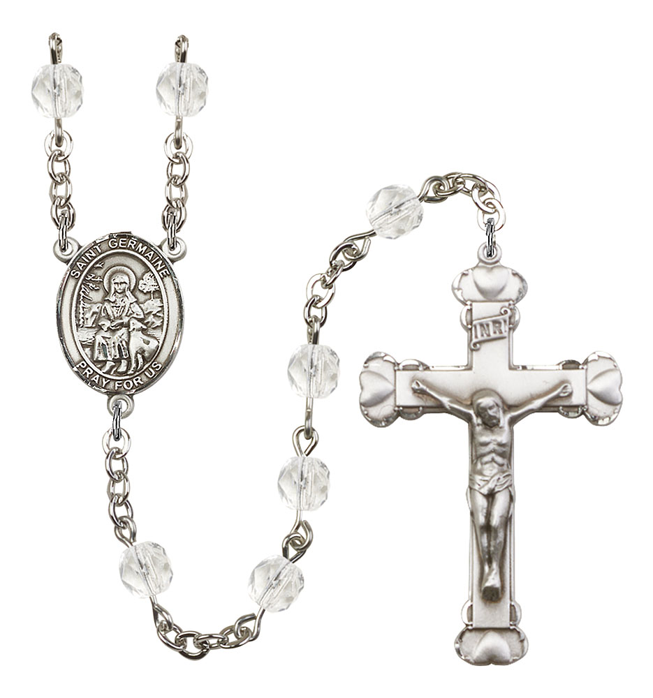 Saint Germaine Cousin Engravable Rosary with Crystal Beads