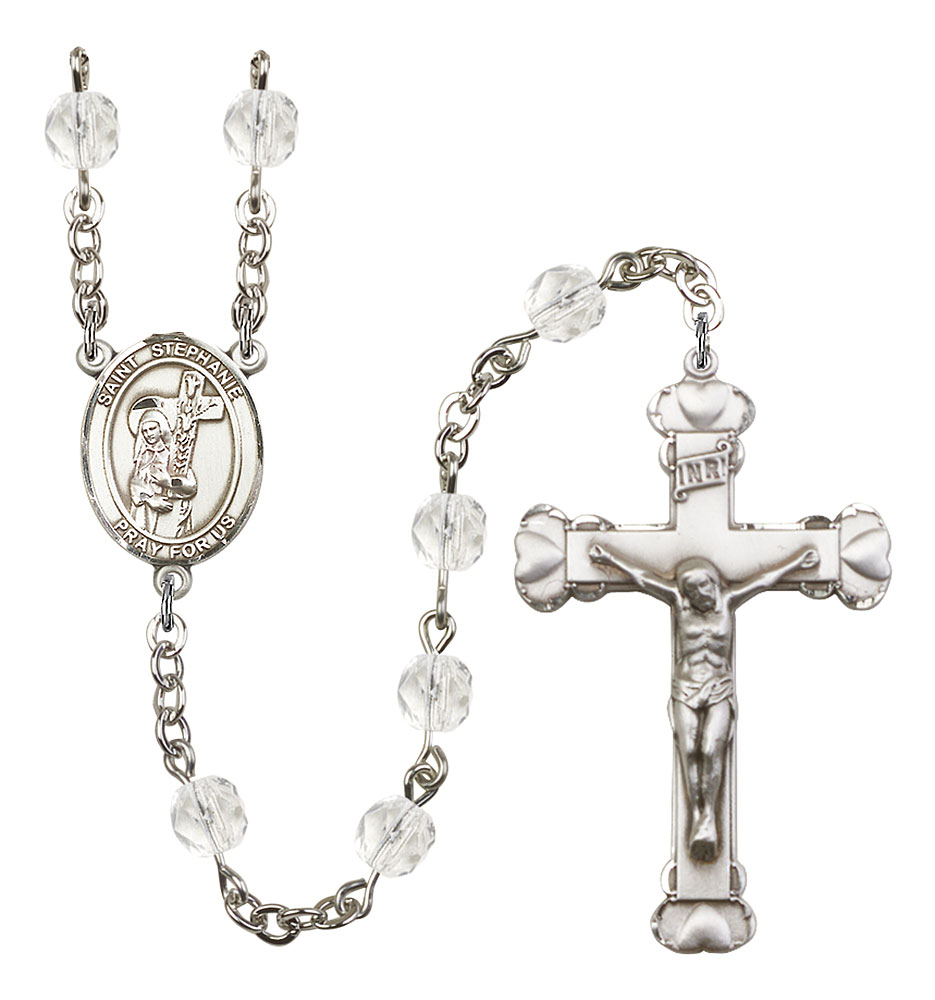 Saint Stephanie Engravable Rosary with Crystal Beads