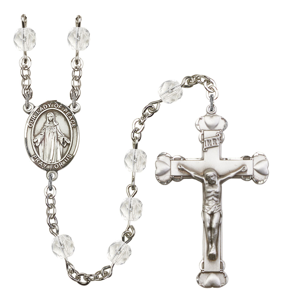 Our Lady of Peace Engravable Rosary with Crystal Beads