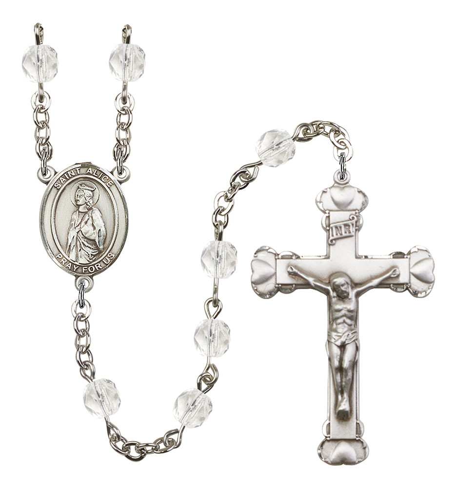 Saint Alice Engravable Rosary with Crystal Beads