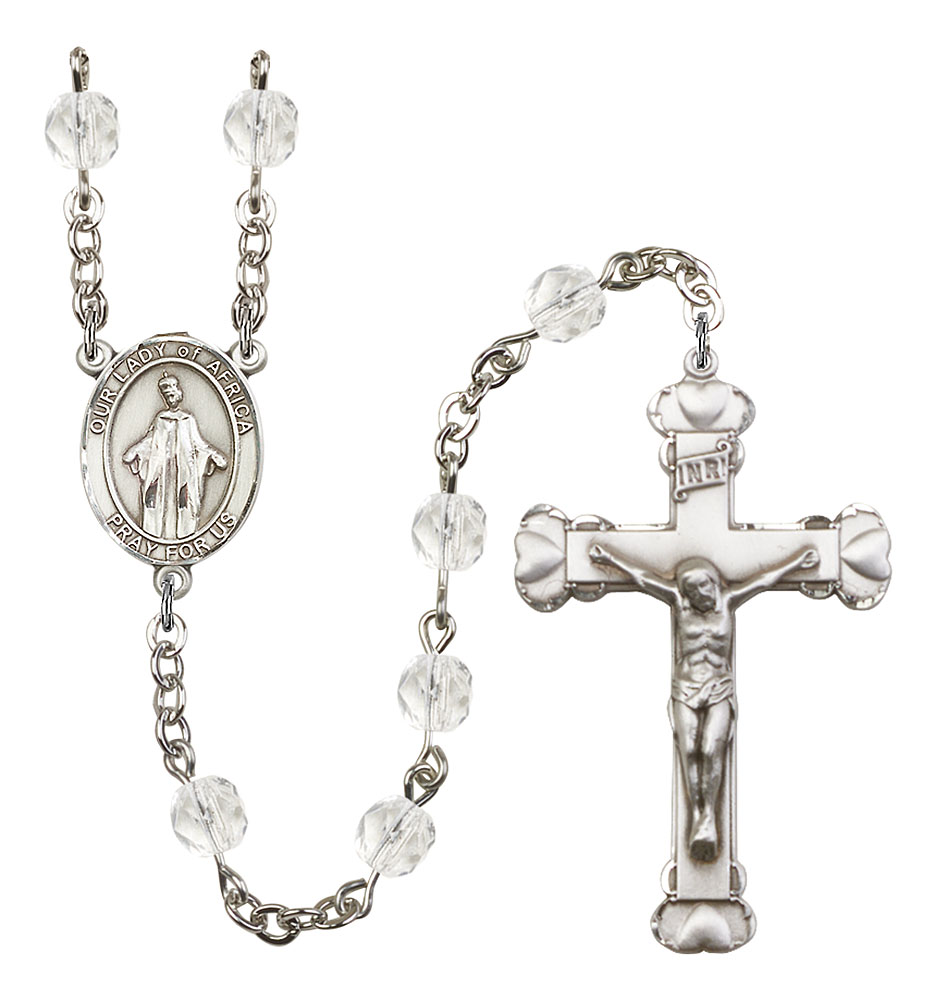 Our Lady of Africa Engravable Rosary with Crystal Beads
