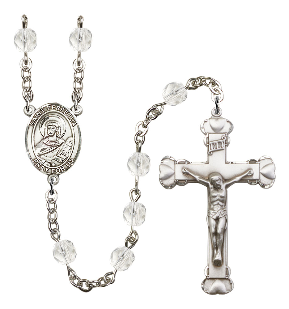 Saint Perpetua Engravable Rosary with Crystal Beads