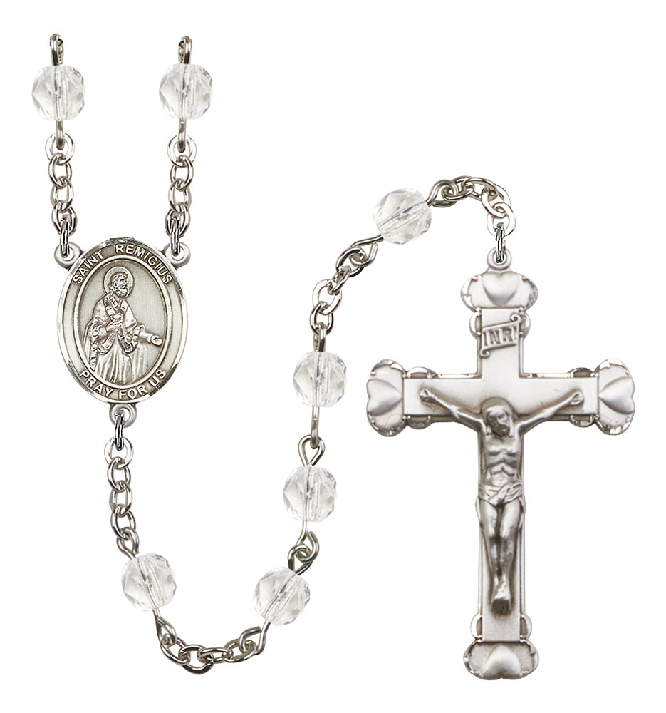 Saint Remigius of Reims Engravable Rosary with Crystal Beads