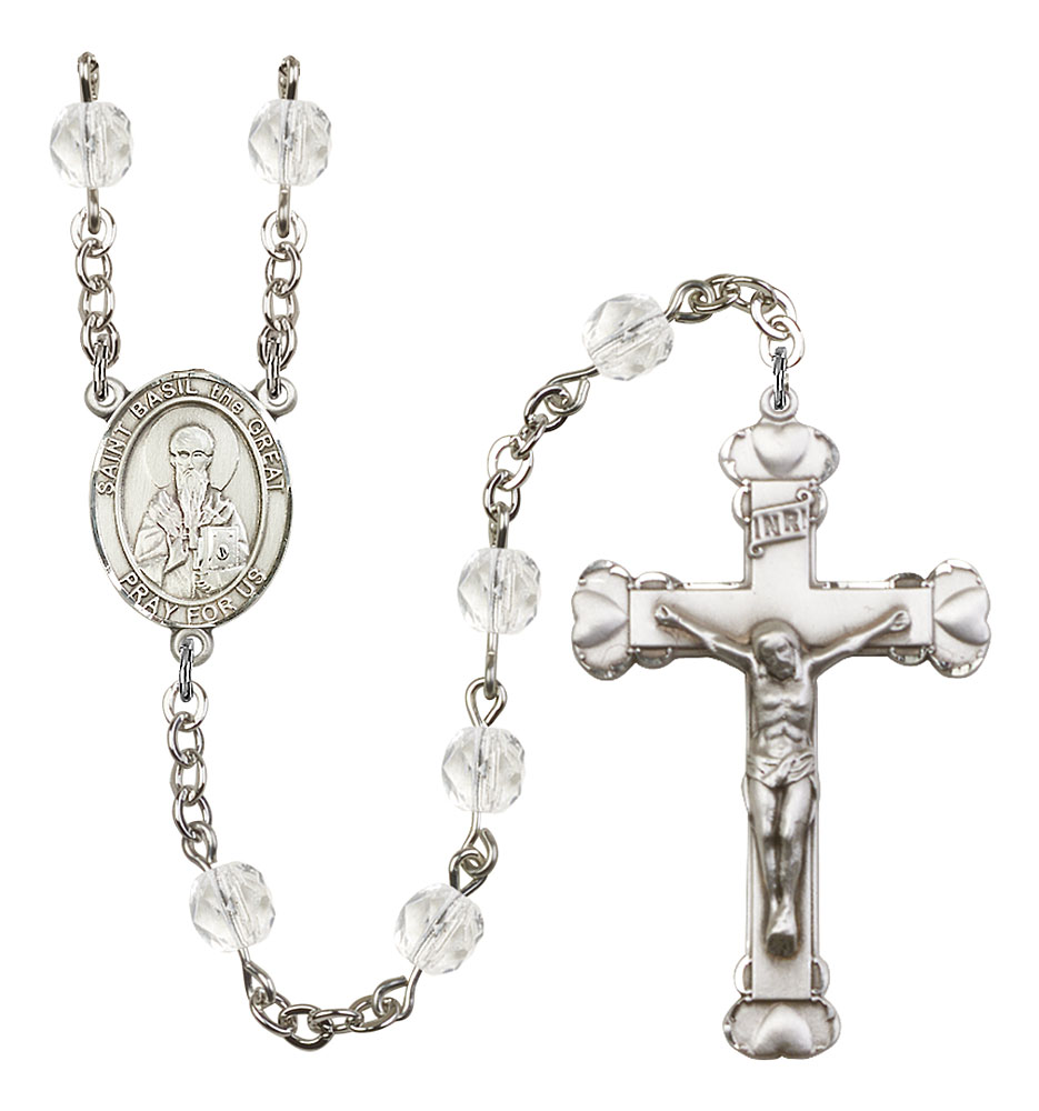 Saint Basil the Great Engravable Rosary with Crystal Beads