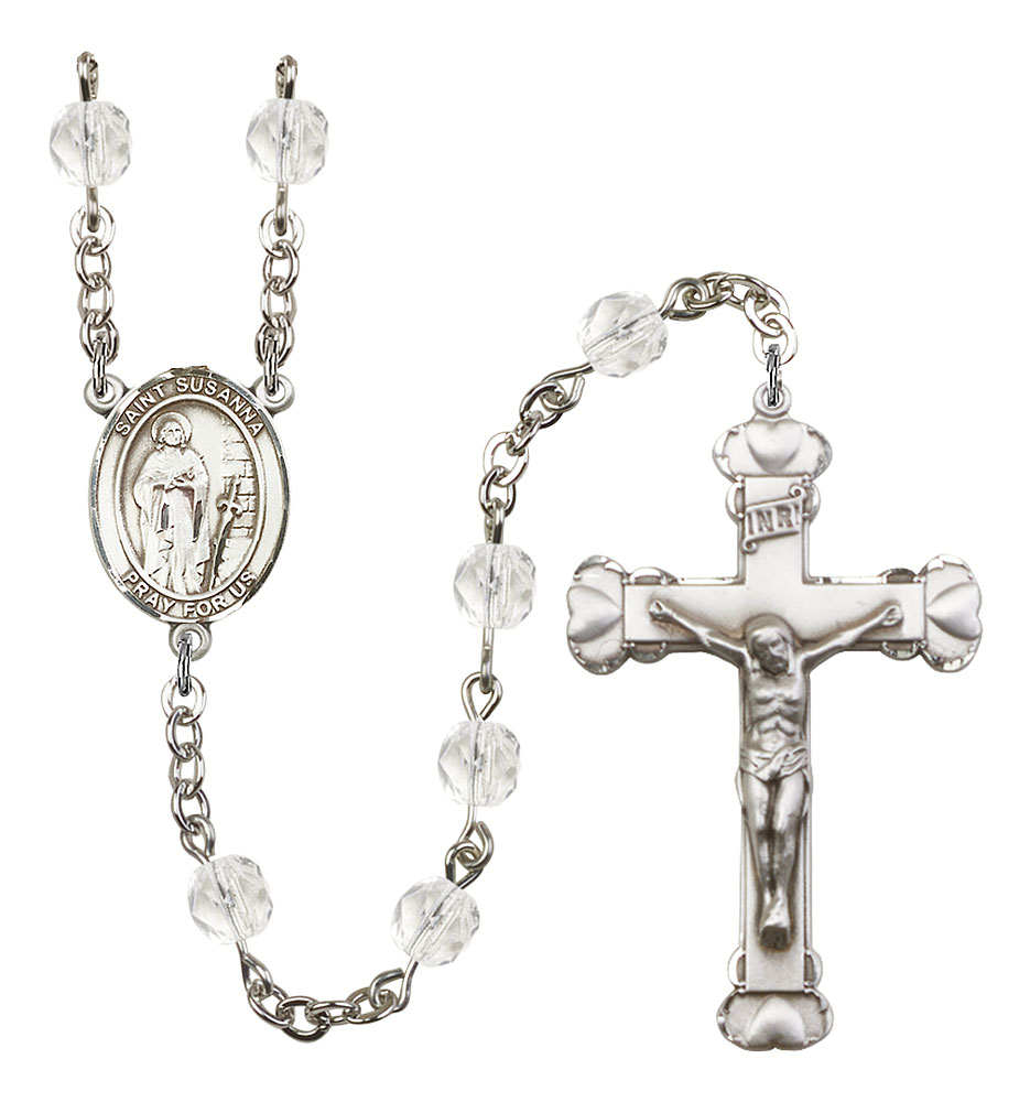 Saint Susanna Engravable Rosary with Crystal Beads