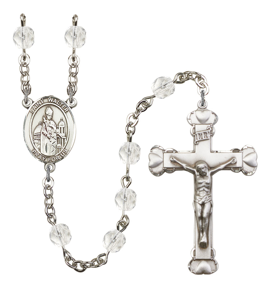 Saint Walter of Pontoise Engravable Rosary with Crystal Beads