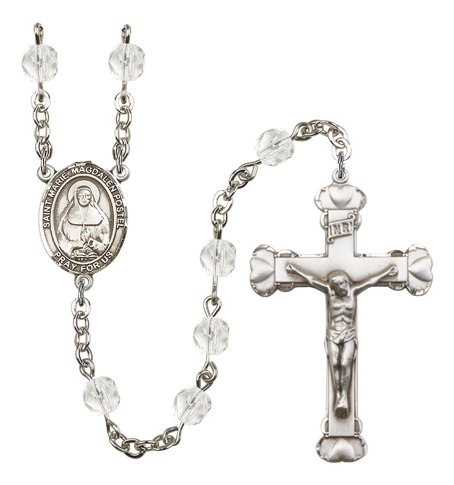 Saint Marie Magdalen Postel Engravable Rosary with Crystal Beads