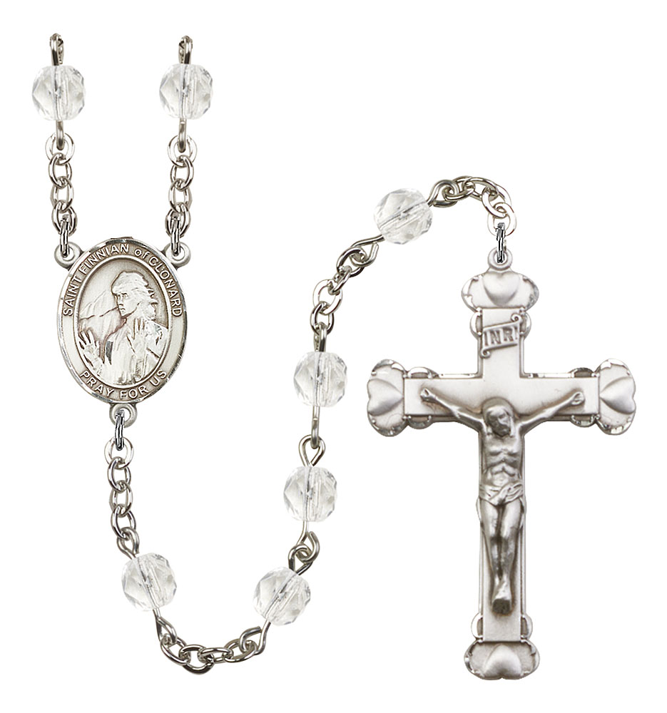 Saint Finnian of Clonard Engravable Rosary with Crystal Beads