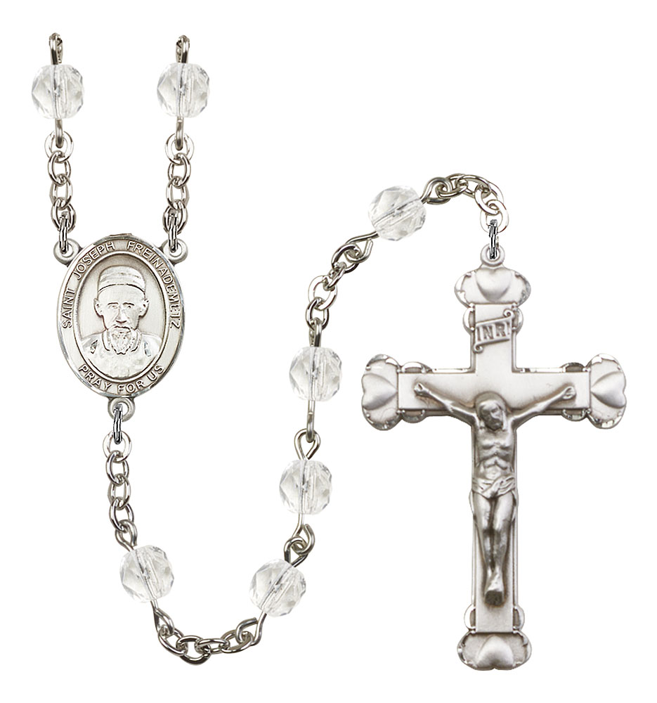 Saint Joseph Freinademetz Engravable Rosary with Crystal Beads