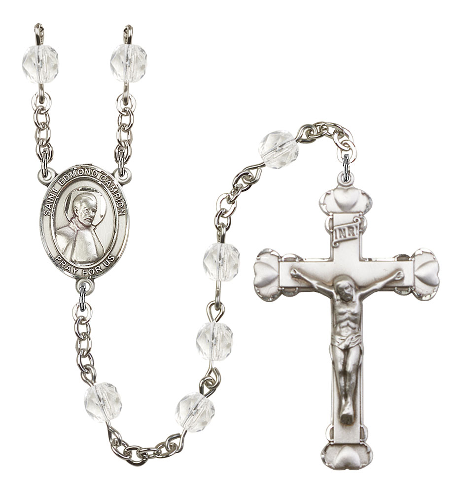 Saint Edmund Campion Engravable Rosary with Crystal Beads