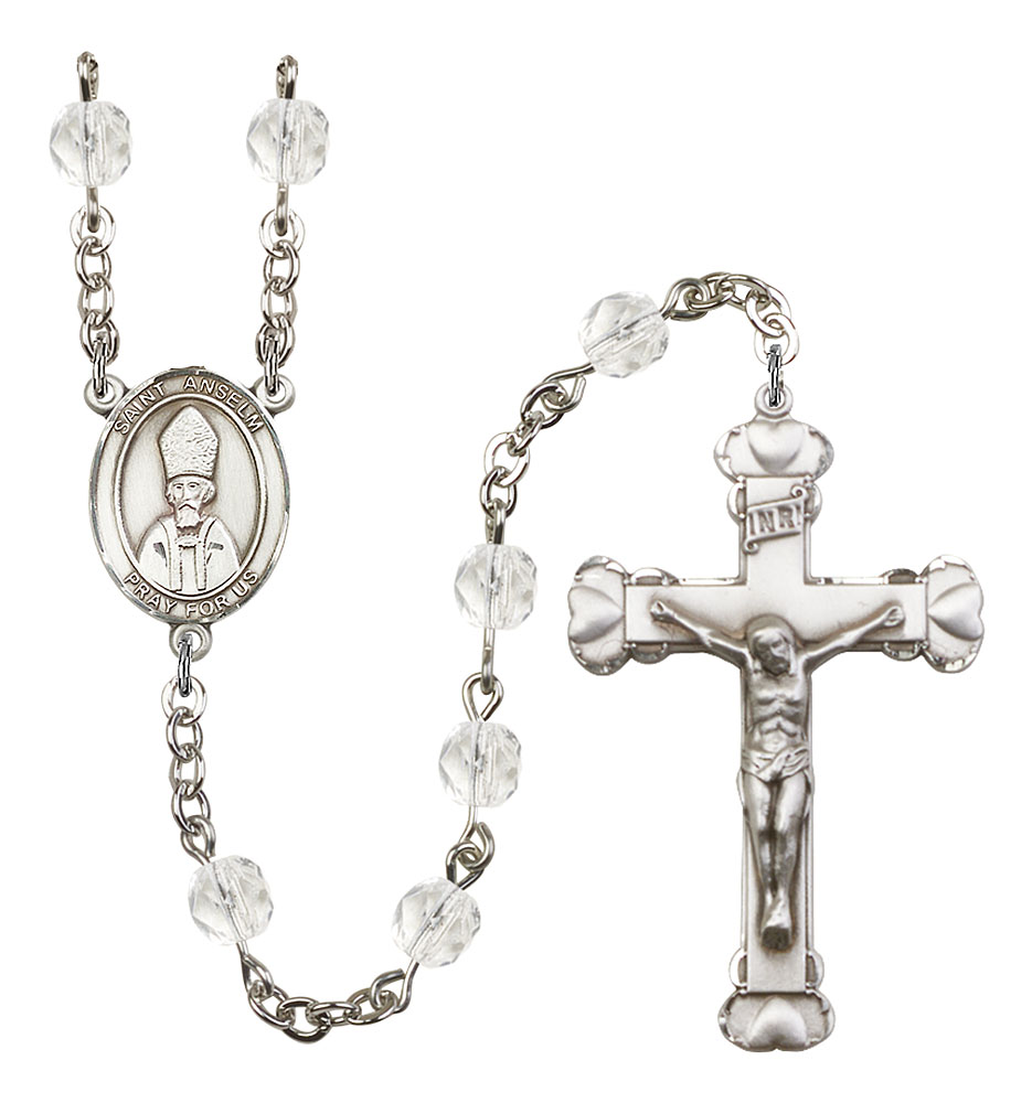 Saint Anselm of Canterbury Engravable Rosary with Crystal Beads