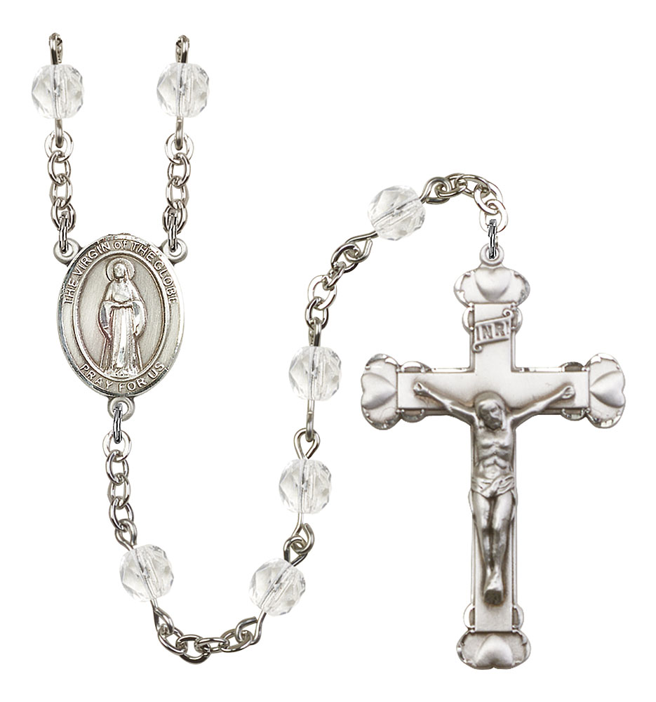 Virgin of the Globe Engravable Rosary with Crystal Beads