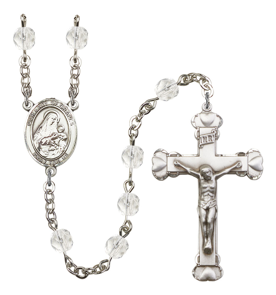 Our Lady of Grapes Engravable Rosary with Crystal Beads