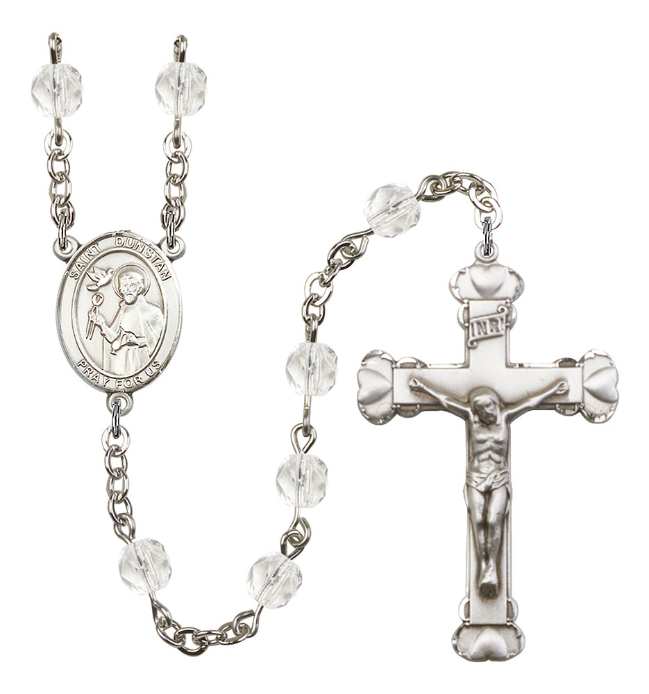 Saint Dunstan Engravable Rosary with Crystal Beads