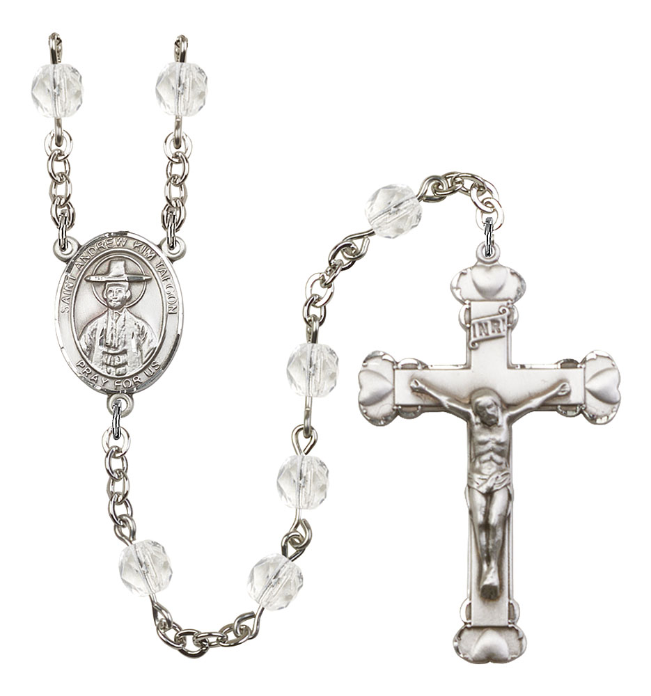 Saint Andrew Kim Taegon Engravable Rosary with Crystal Beads