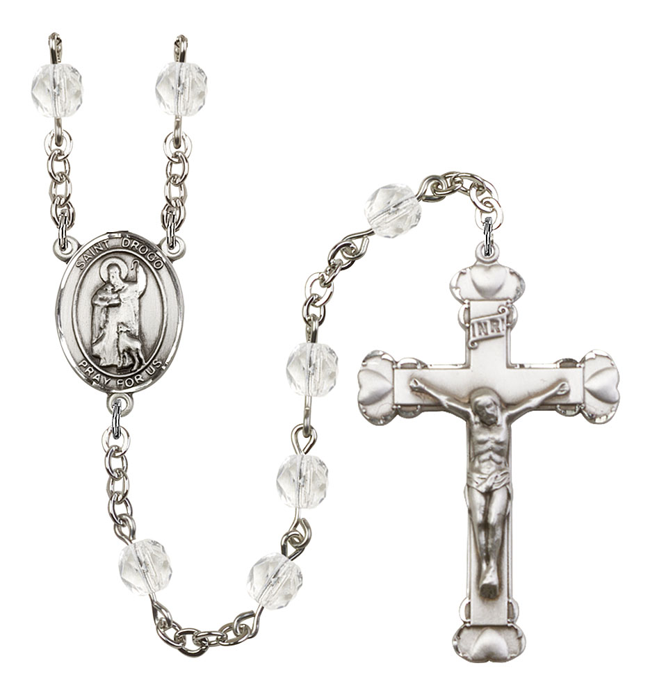 Saint Drogo Engravable Rosary with Crystal Beads
