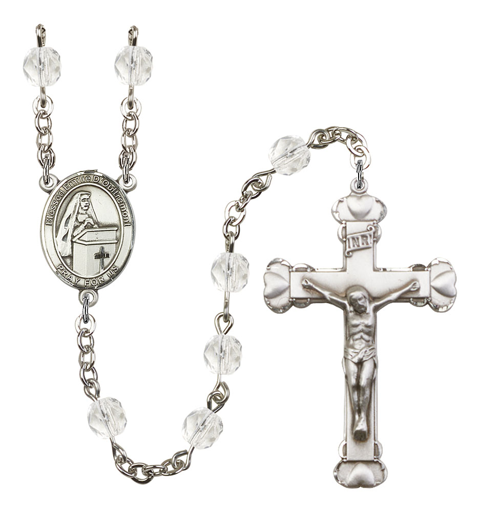 Blessed Emilee Doultremont Engravable Rosary with Crystal Beads