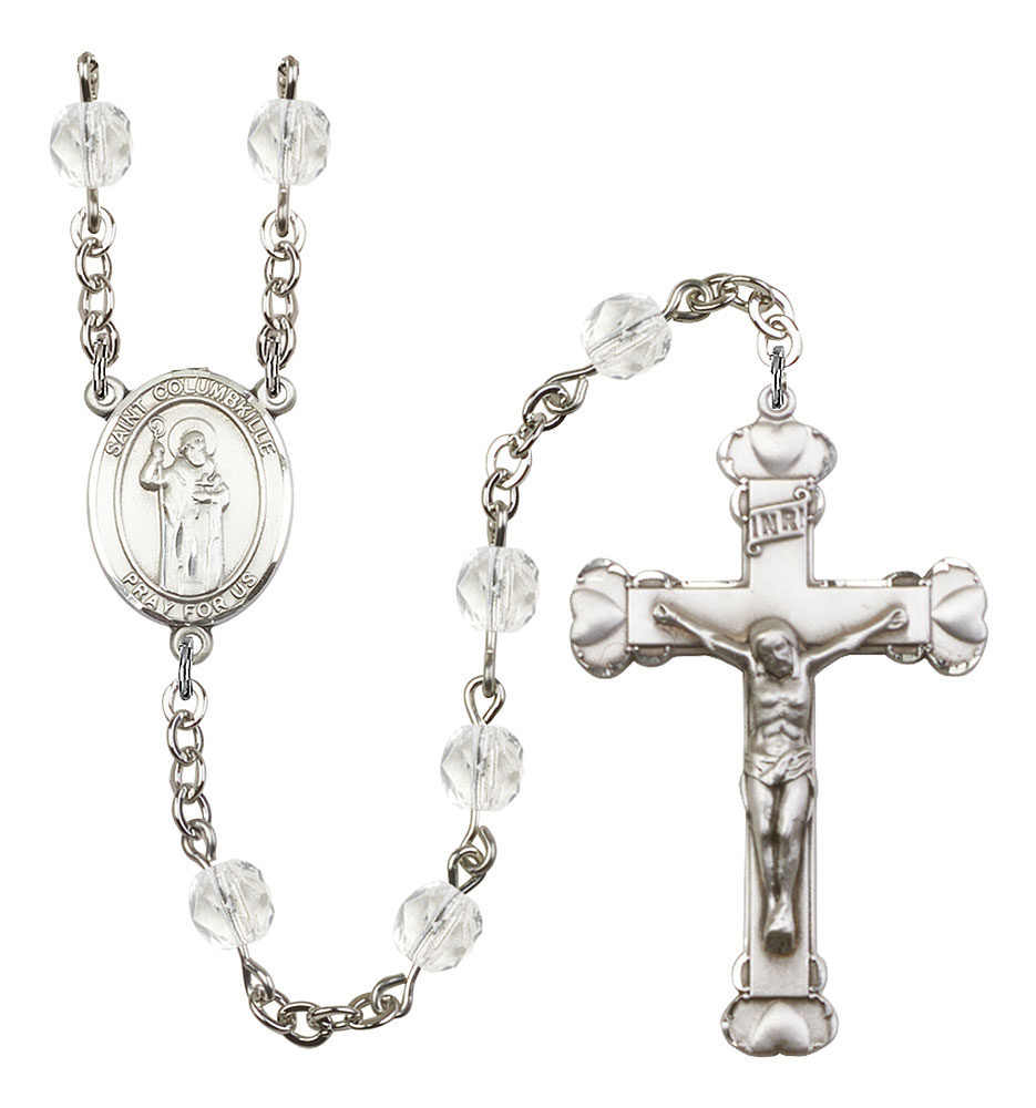 Saint Columbkille Engravable Rosary with Crystal Beads