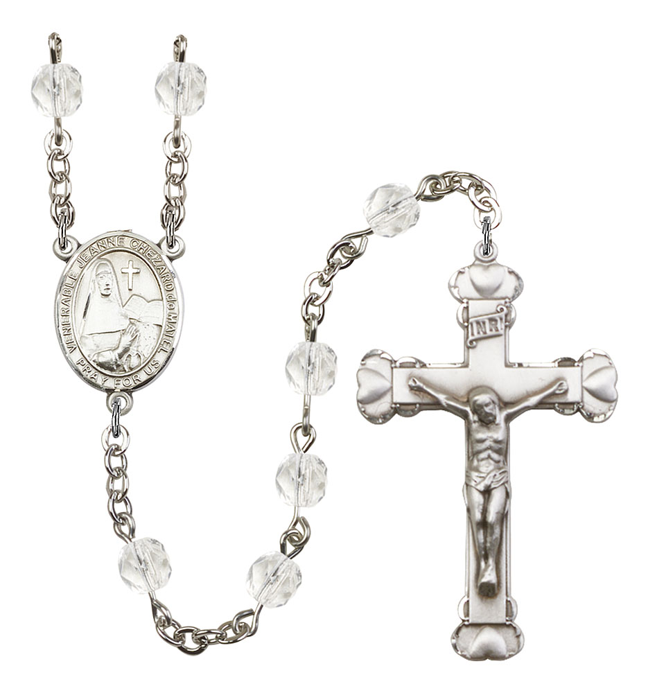 Saint Jeanne Chezard de Matel Engravable Rosary with Crystal Beads