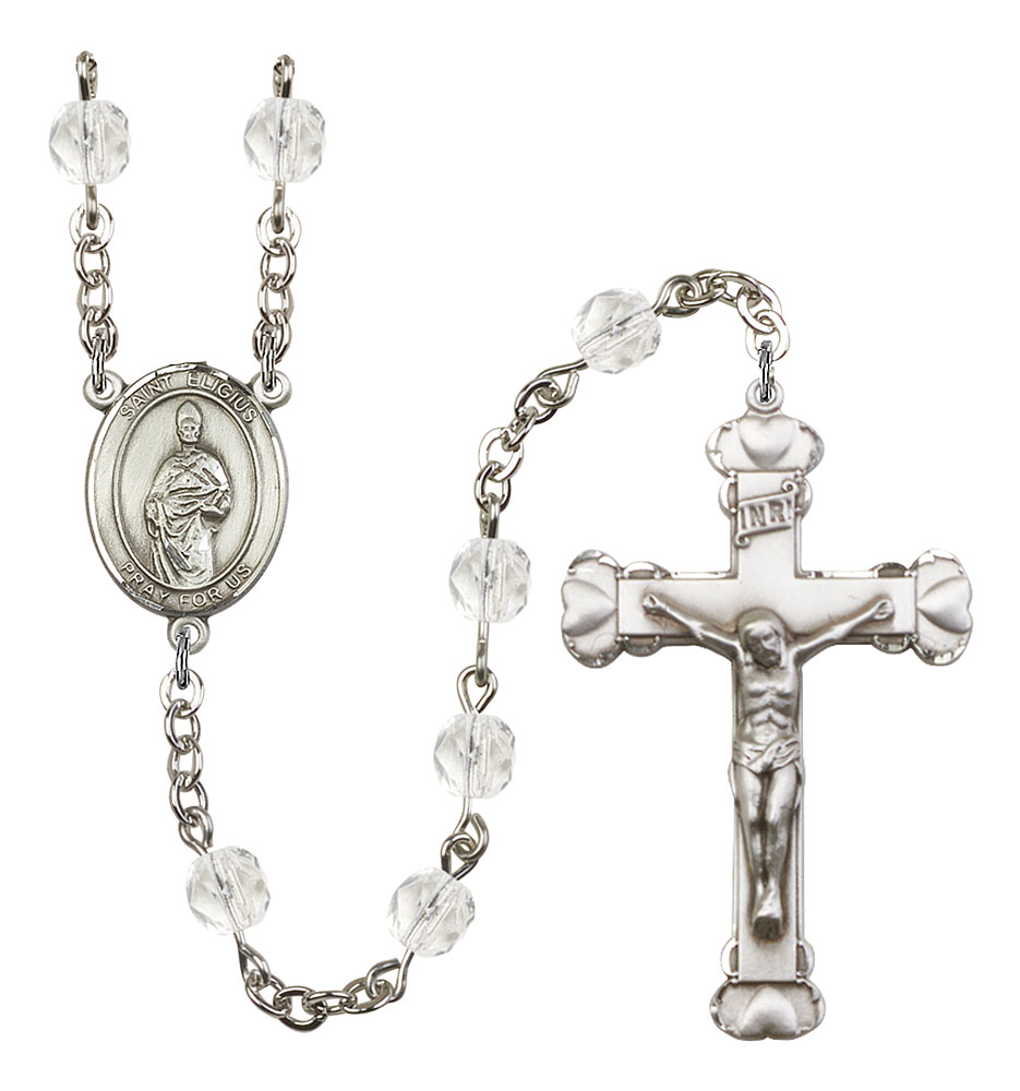 Saint Eligius Engravable Rosary with Crystal Beads