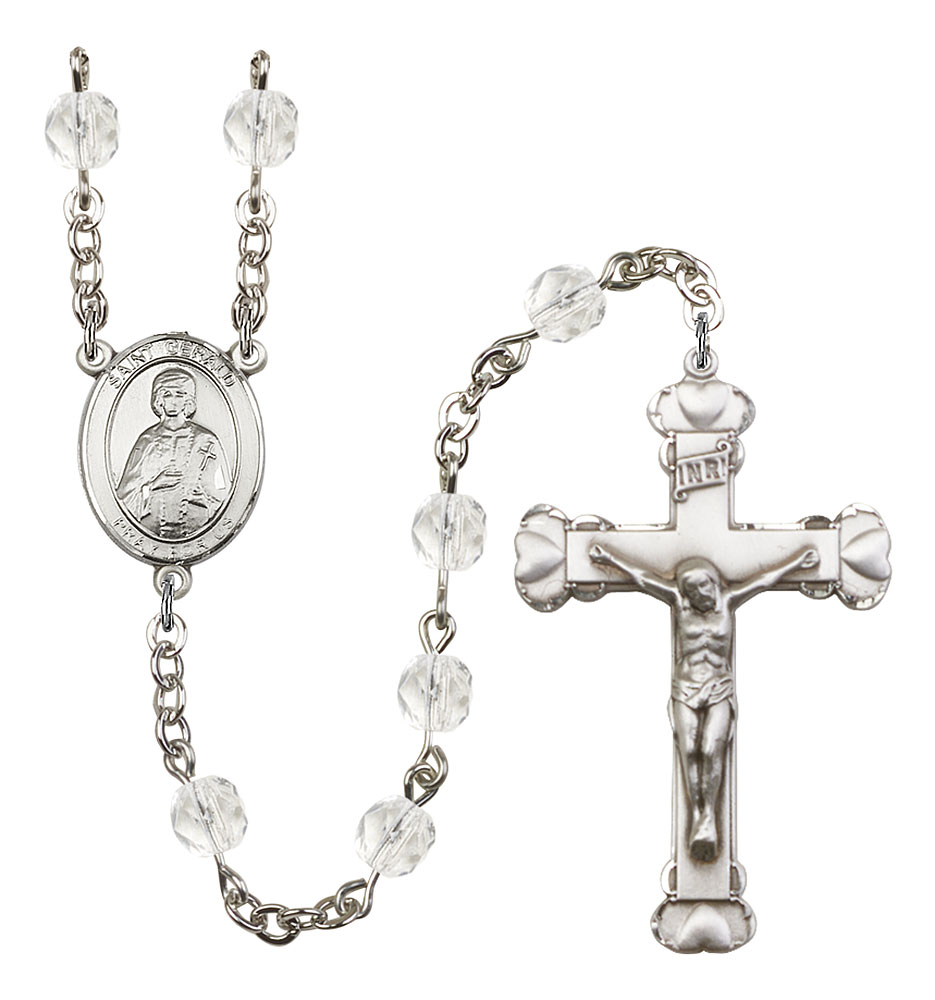 Saint Gerald Engravable Rosary with Crystal Beads