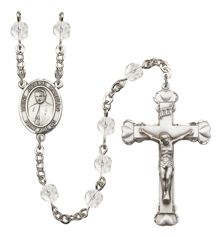 Saint Joseph Marello Engravable Rosary with Crystal Beads