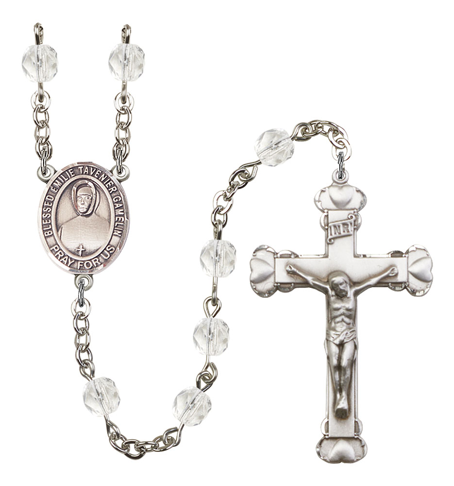 Blessed Emilie Tavernier Gamelin Engravable Rosary with Crystal Beads