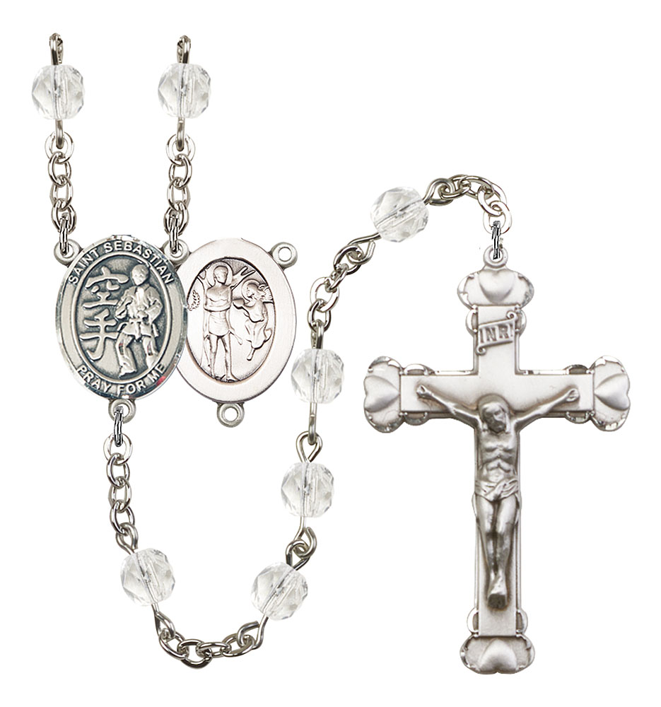 Saint Sebastian and Karate Rosary with Crystal Beads