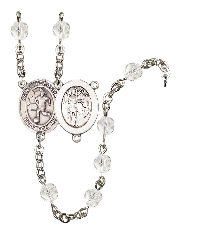 Saint Sebastian and Women's Soccer Rosary with Crystal Beads