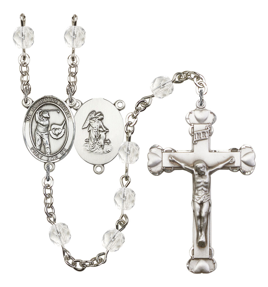 Guardian Angel and Golf Rosary with Crystal Beads