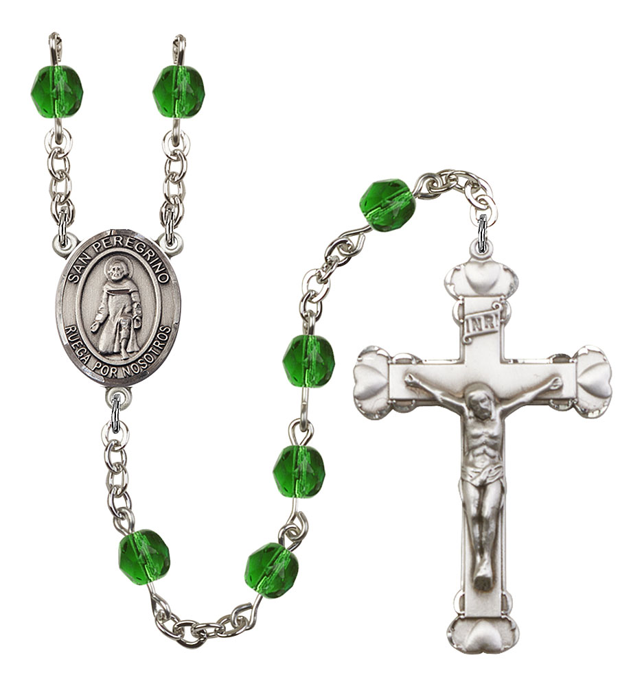 San Peregrino Engravable Rosary with Emerald Beads