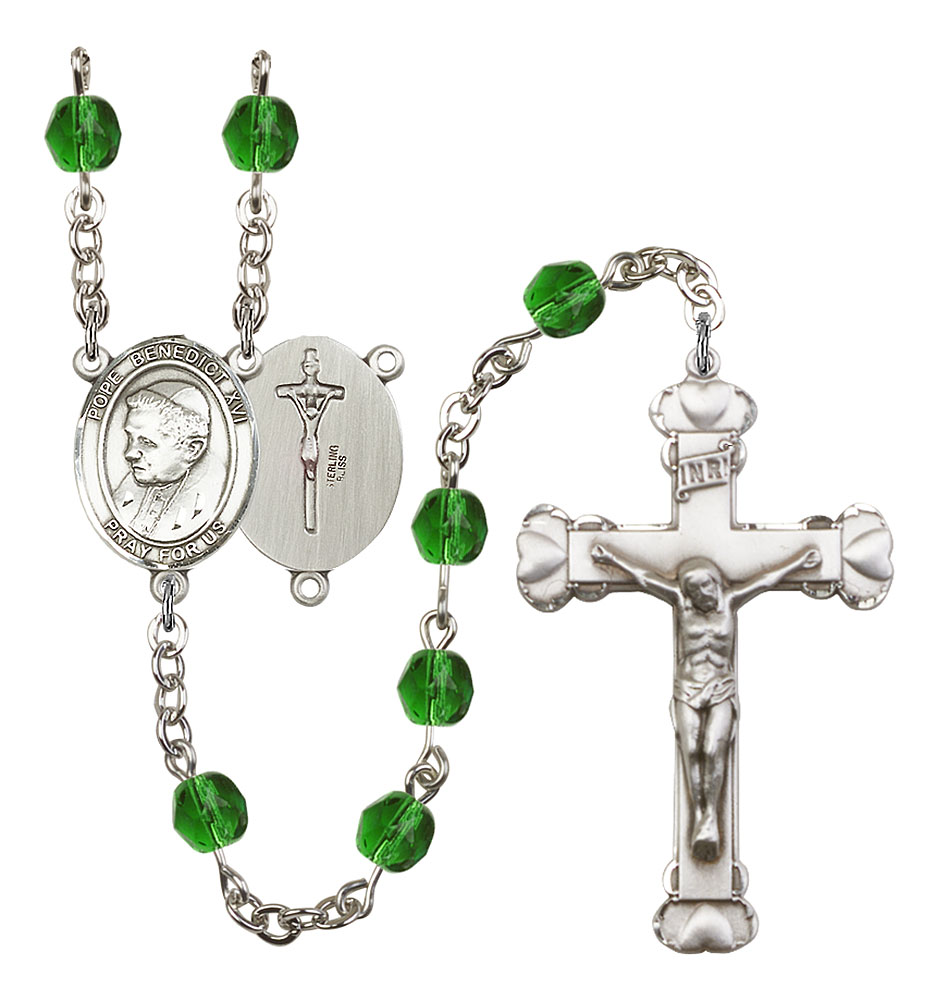 Pope Emeritace Benedict XVI Rosary with Emerald Beads