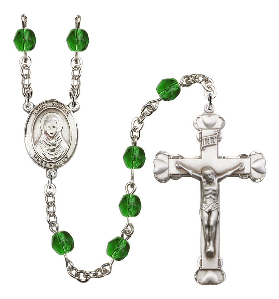 Saint Rafka Engravable Rosary with Emerald Beads