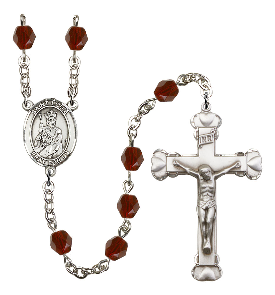 Saint Louis Engravable Rosary with Garnet Beads