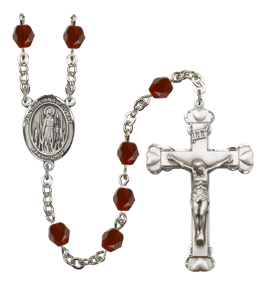 Saint Juliana of Cumae Engravable Rosary with Garnet Beads