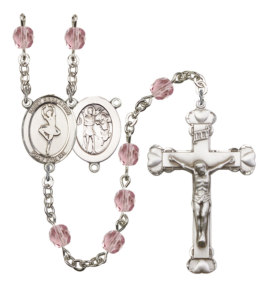 Saint Sebastian and Dance Rosary with Light Amethyst Beads