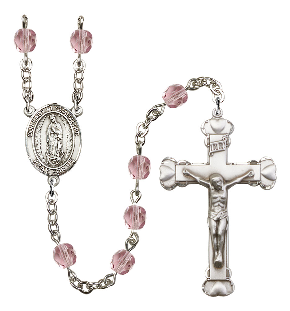 Our Lady of Guadalupe Engravable Rosary with Light Amethyst Beads