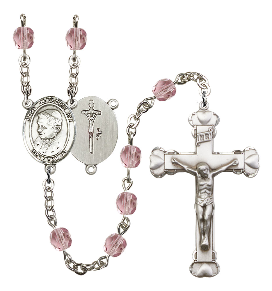 Pope Emeritace Benedict XVI Rosary with Light Amethyst Beads