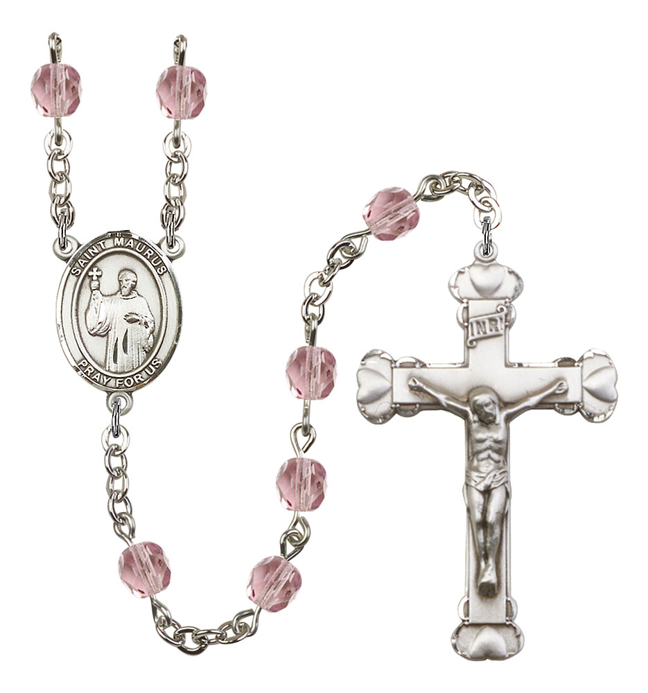 Saint Maurus Engravable Rosary with Light Amethyst Beads