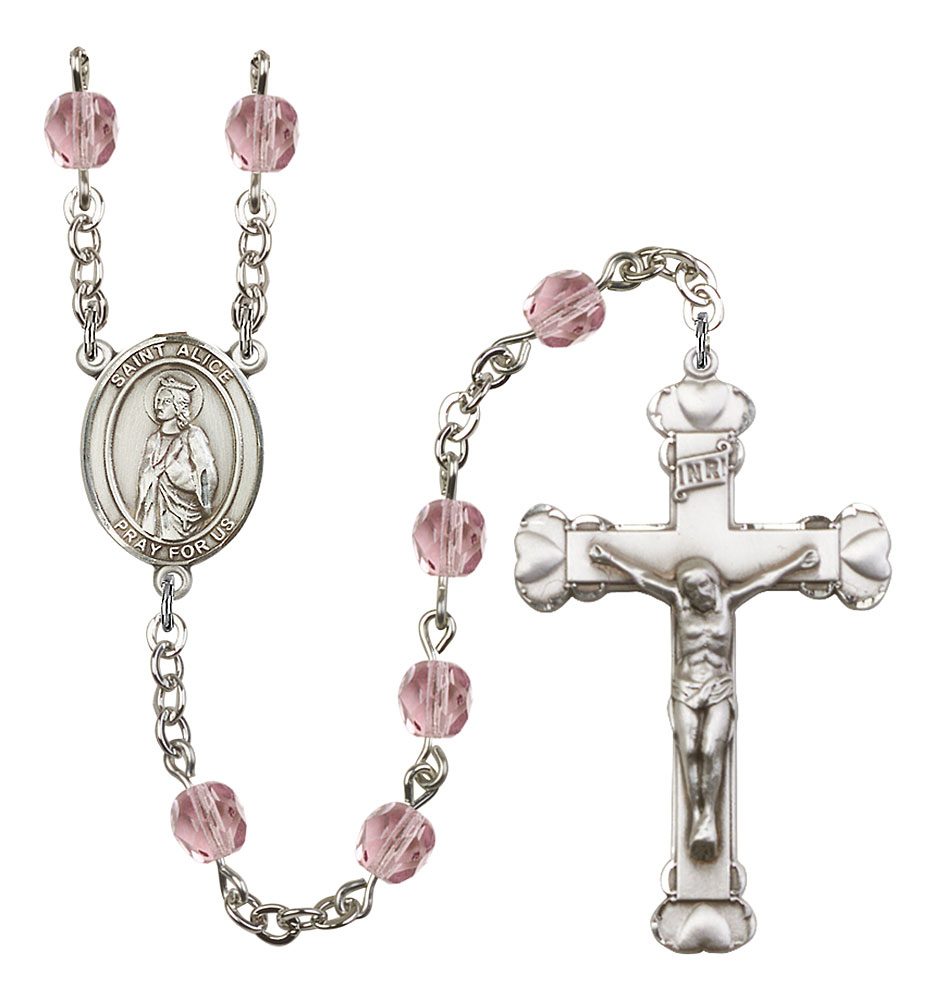 Saint Alice Engravable Rosary with Light Amethyst Beads