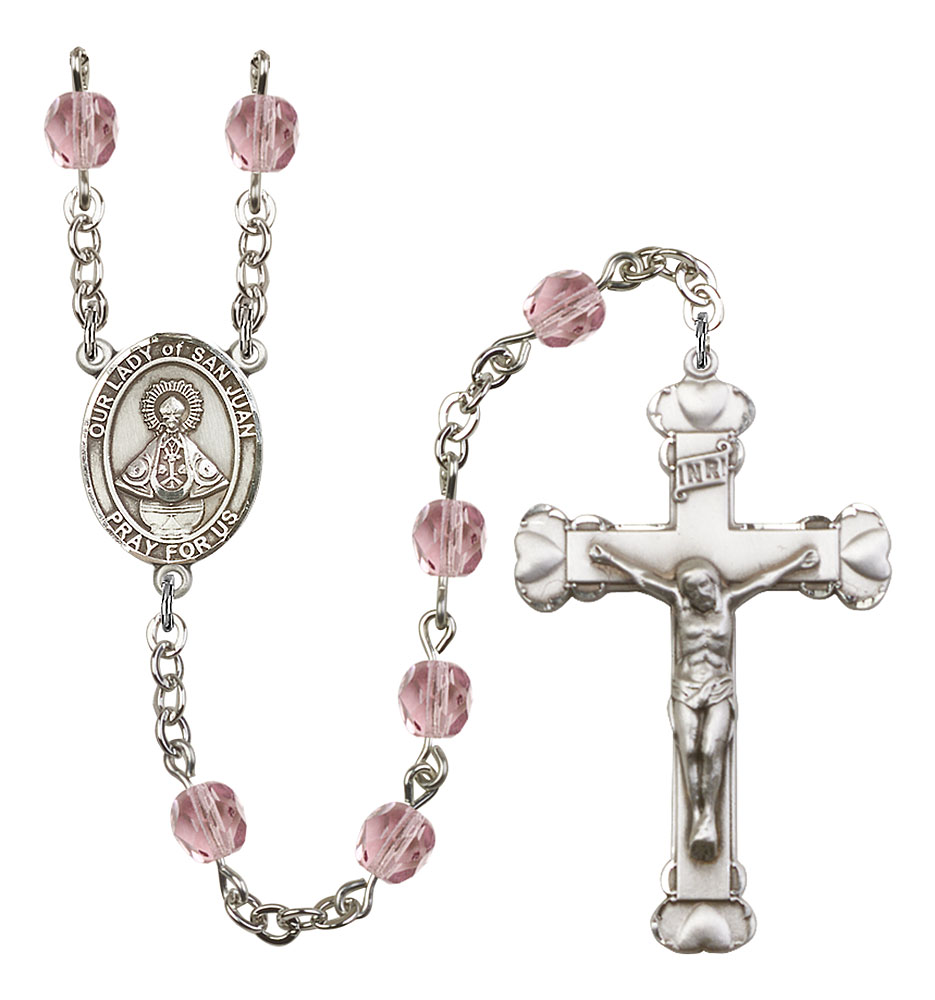 Our Lady of San Juan Engravable Rosary with Light Amethyst Beads