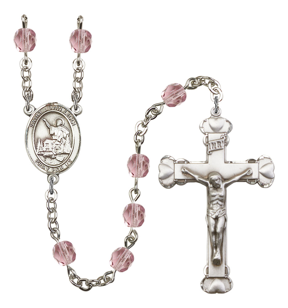 Saint John Licci Engravable Rosary with Light Amethyst Beads