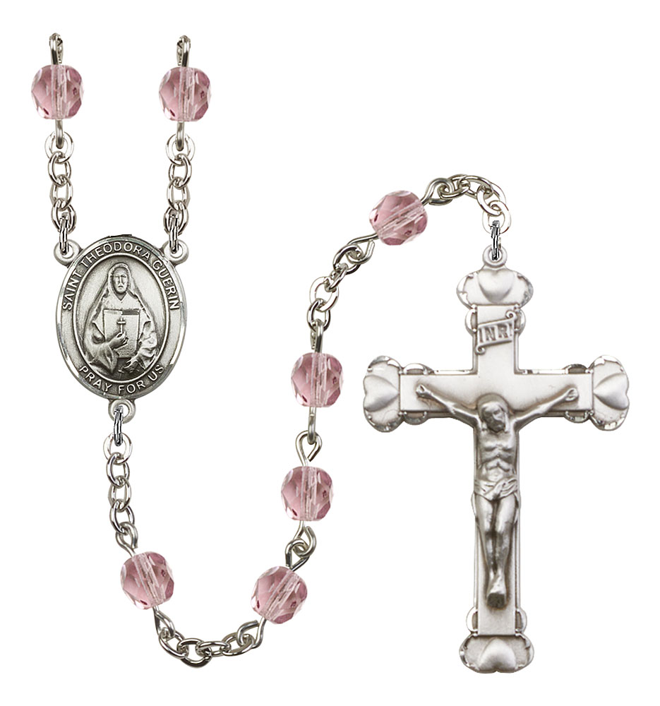 Saint Theodora Engravable Rosary with Light Amethyst Beads